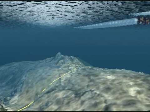 Professional side scan sonar survey operations at sea