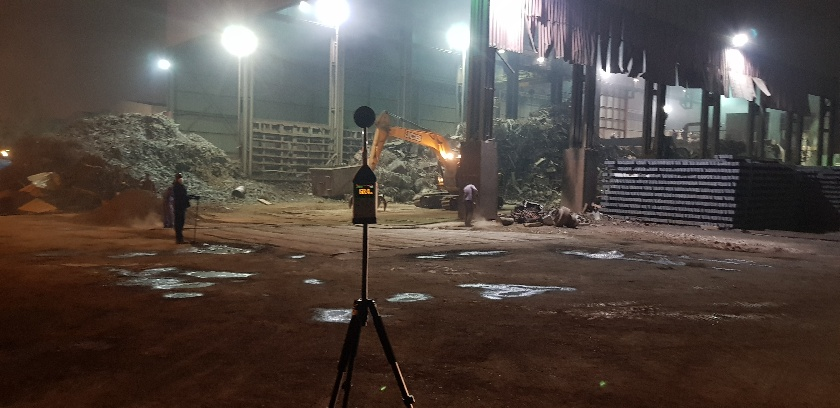 Noise and vibration monitoring equipment in use